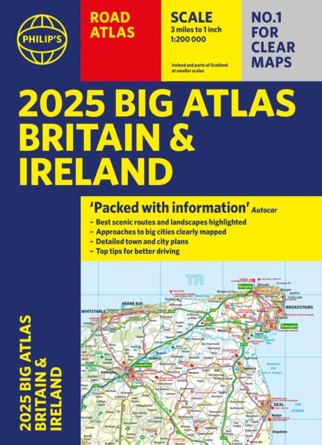 2025 Philip's Big Road Atlas of Britain & Ireland : (A3 Paperback)-'9781849076630