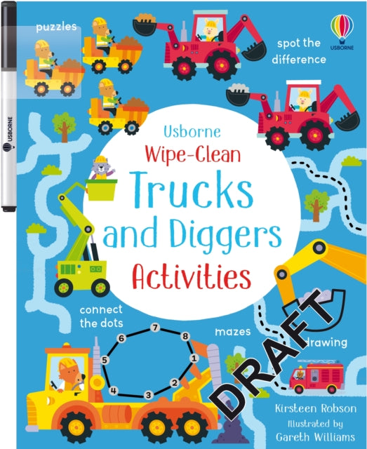 Wipe-Clean Trucks and Diggers Activities-'9781805074007