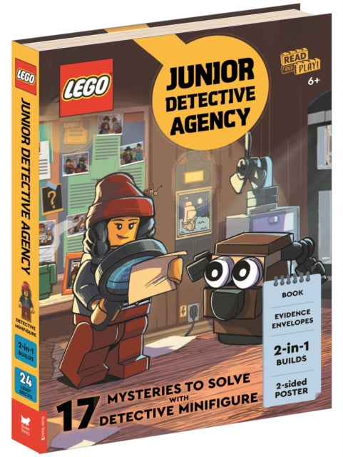 LEGO®  Books: Junior Detective Agency (with detective minifigure, dog mini-build, 2-sided poster, play scene, evidence envelopes and LEGO elements)-'9781837250134