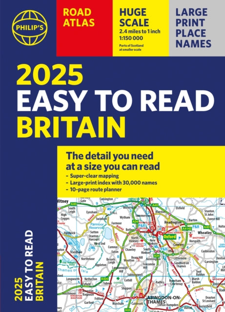 2025 Philip's Easy to Read Road Atlas of Britain : (A4 Paperback)-'9781849076654